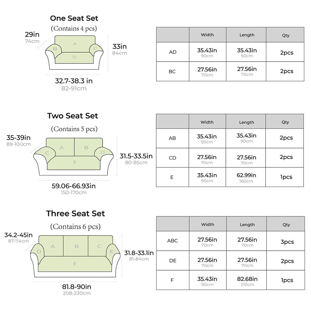 Plaid Cotton Furniture Protector Pad Set | Breathable Non-Slip Couch Cushion Cover for Sofa Seat Protection | Pet-Friendly Machine