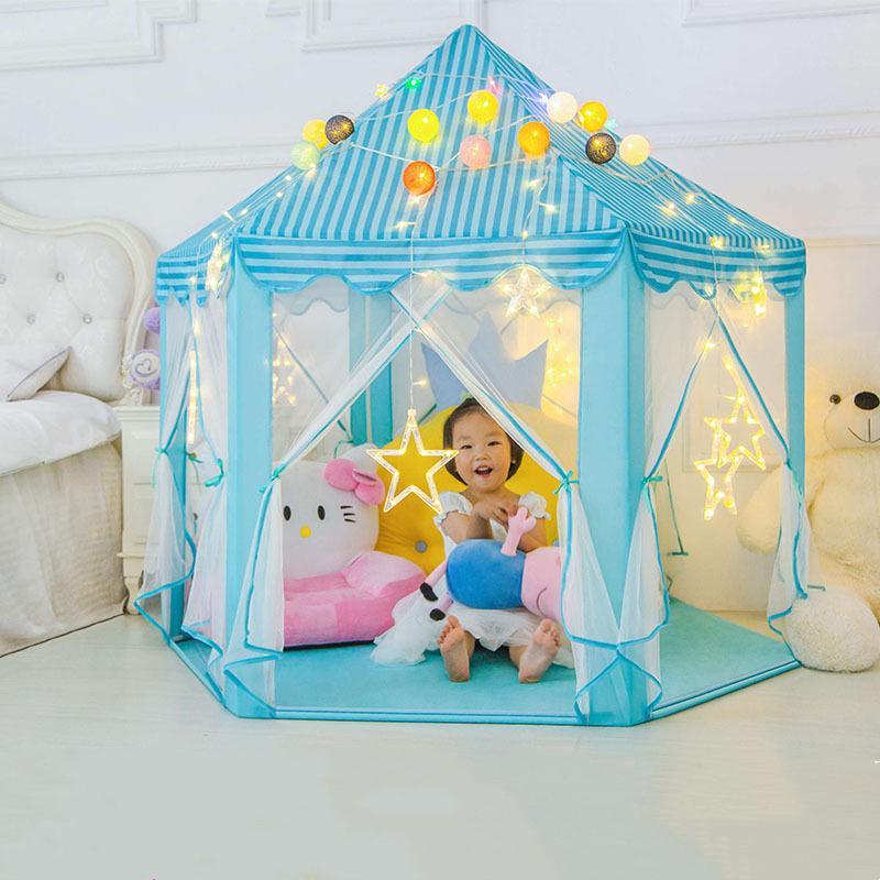 Kids Pop-Up Play Tent Castle Playhouse for Indoor Outdoor Pretend Play Girls Boys Garden Backyard Hideaway with Floor Mat 55 Inches