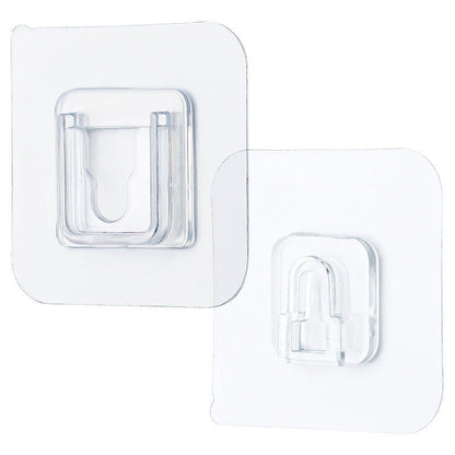 Clear Wall Mount Hooks 10-Pack Peel and Stick Organizers for Cable Management Router Power Strip Holder Home Office Décor