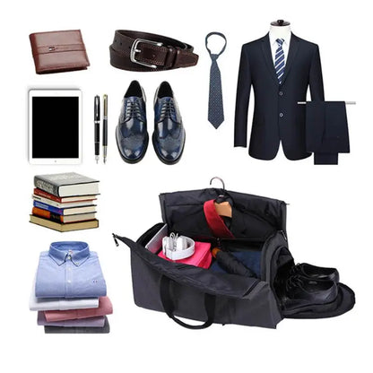 Convertible Garment Duffel Bag with Shoe Compartment for Business Travel & Weekends, Hanging Suit Carrier