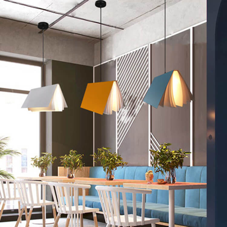 Hanging Ceiling Light Fixture with Adjustable Chain E26 Base Modern Iron PVC Shade for Bedroom Living Room Dining Room Kitchen
