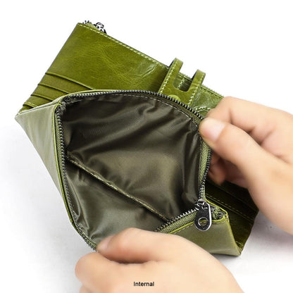 Slim Leather Wallet for Women with Zipper Coin Pocket & Multiple Card Slots | RFID Blocking Compact Bifold Organizer for Everyday Use