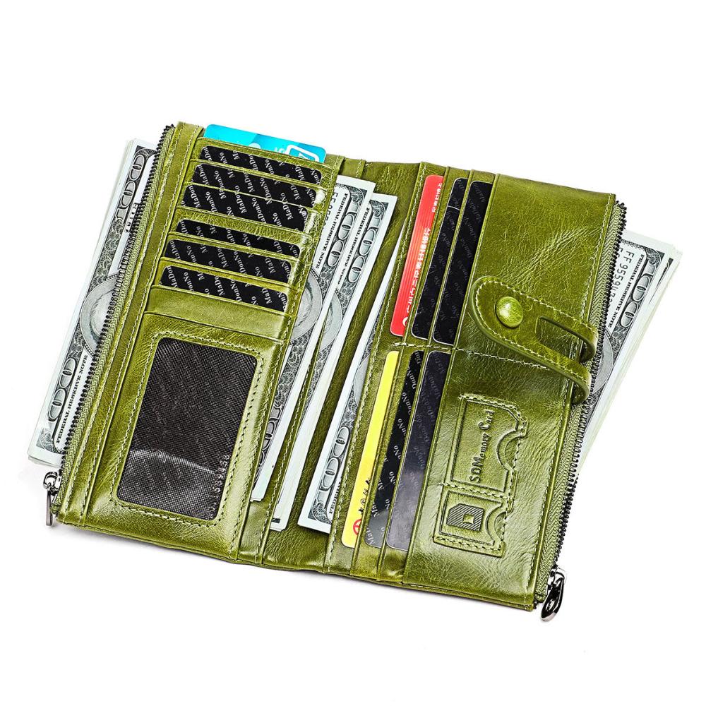 Slim Leather Wallet for Women with Zipper Coin Pocket & Multiple Card Slots | RFID Blocking Compact Bifold Organizer for Everyday Use