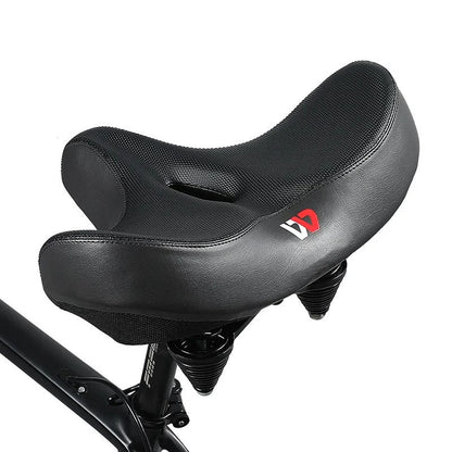 Wide Cushioned Bicycle Seat with Pressure Relief Cutout for Road & Mountain Bikes