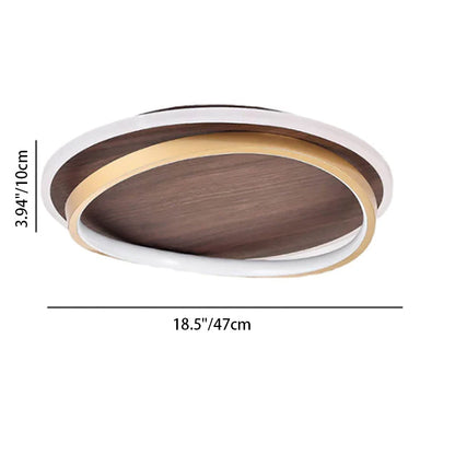 Scandinavian Wood Accent LED Ceiling Light Flush Mount Indoor • Modern Minimalist Design for Bedroom Living Room • Integrated High Lumen