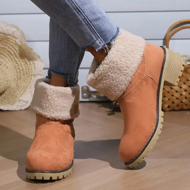 Women's Block Heel Ankle Boots with Arch Support – Lightweight Cushioned Footwear for All-Day Comfort