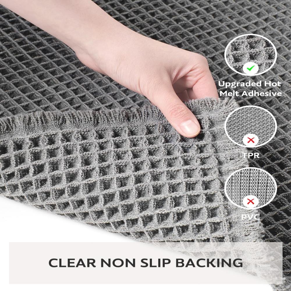 Alfombra de baño de tejido tipo waffle, de secado rápido, antideslizante, color beige, para hogares modernos, felpa cómoda