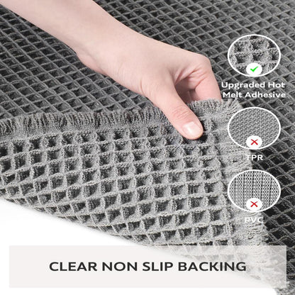 Alfombra de baño de tejido tipo waffle, de secado rápido, antideslizante, color beige, para hogares modernos, felpa cómoda