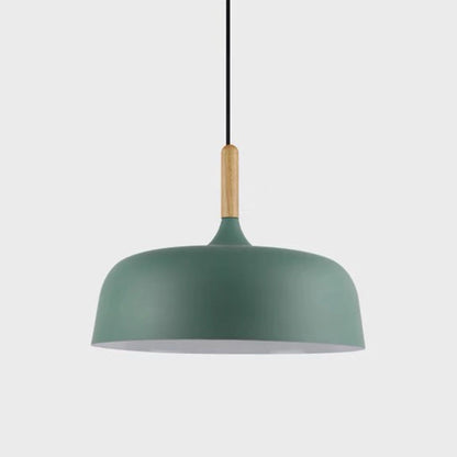 Hanging Ceiling Fixture Metal Wood 12.6 Inch Black Island Dining Kitchen Minimalist Modern Japandi Style Overhead Drop Lamp E27 Socket