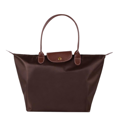 Water-Resistant Nylon Tote Bag with Leather Accents – Spacious Everyday Carry Purse for Work Travel Shopping