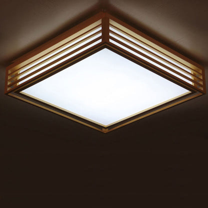 LED Round Ceiling Fixture 14-inch Wood & Acrylic Contemporary Overhead Light for Bedroom Kitchen Bathroom Home Office