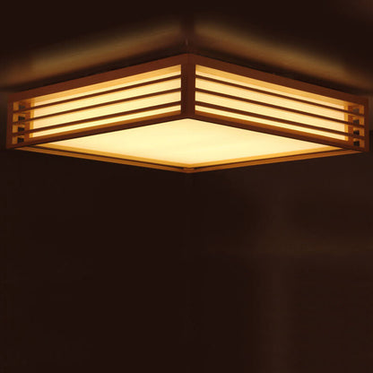 LED Round Ceiling Fixture 14-inch Wood & Acrylic Contemporary Overhead Light for Bedroom Kitchen Bathroom Home Office