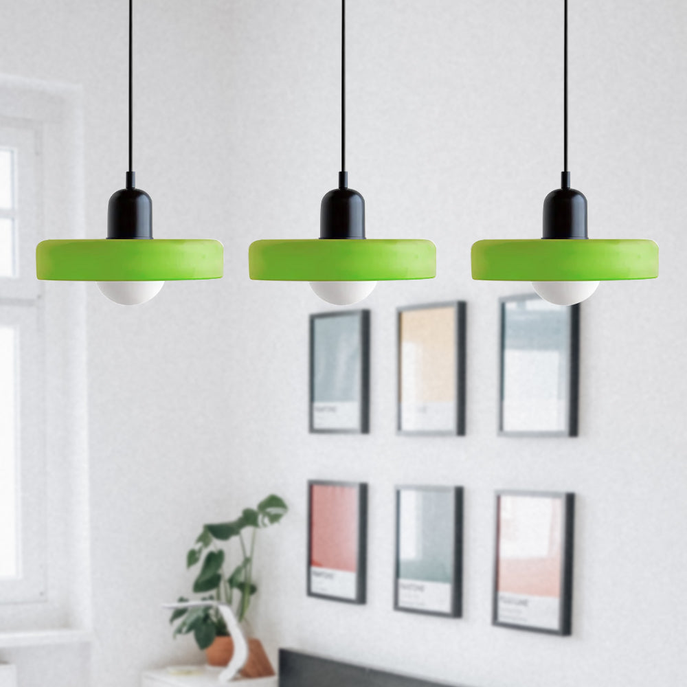 Glass Pendant Lamp 12 Inch Adjustable Height Ceiling Fixture for Bedrooms Nightstands Modern Minimalist Nordic Hanging Light E27 Socket for