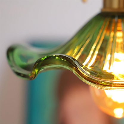 Floral Glass Hanging Fixture with Integrated LED for Dining Rooms & Bedrooms | Overhead Ambient Illumination | Modern Botanical Silhouette C