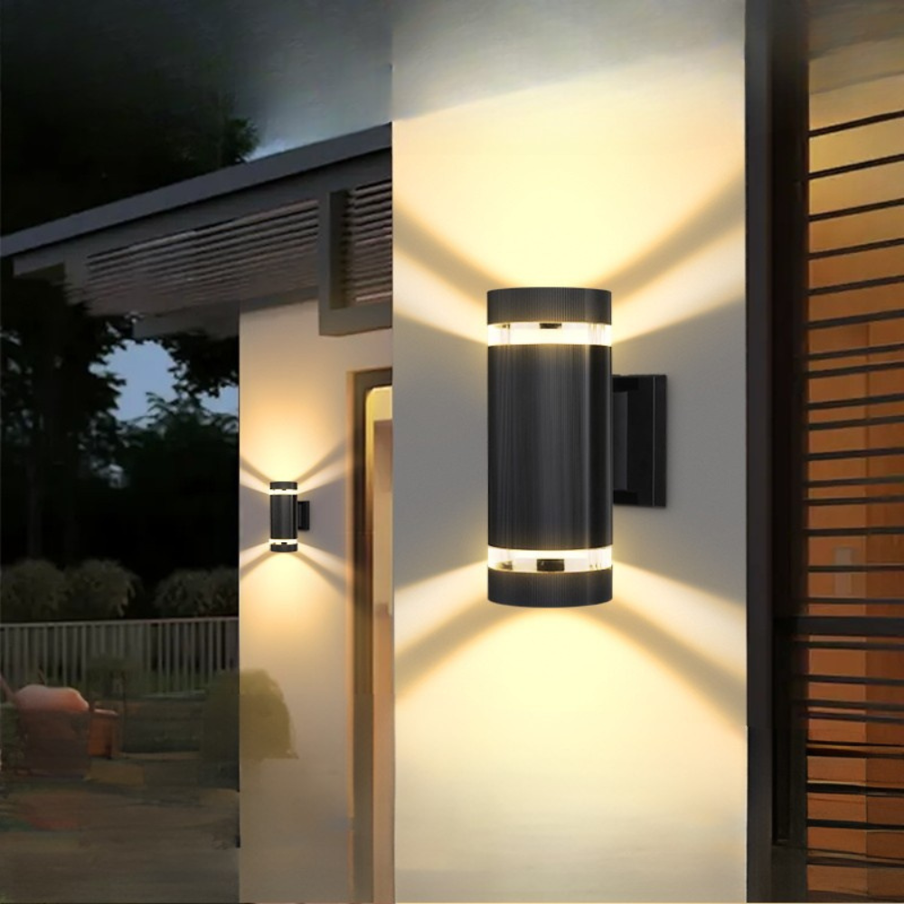 Outdoor Wall Sconce E27 Socket Weatherproof Black Finish Dual-Beam Up-Down Lighting for Entryways Patios Garden Facades Exterior Home