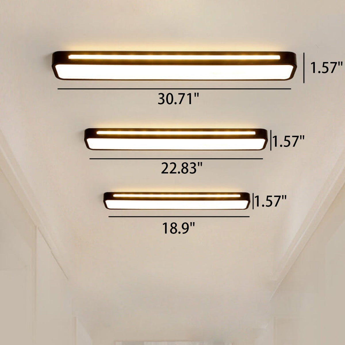 Low-Profile LED Flush Mount Ceiling Light 19 in Black White Acrylic for Bedroom Hallway Living Room Modern Hardwired Fixture