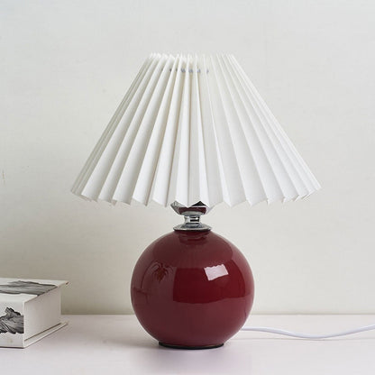 Ceramic Accent Lamp with Fabric Shade 11x9.5 in E26 Socket for Nightstand Desk Study Room Reading Light Modern Home Decor