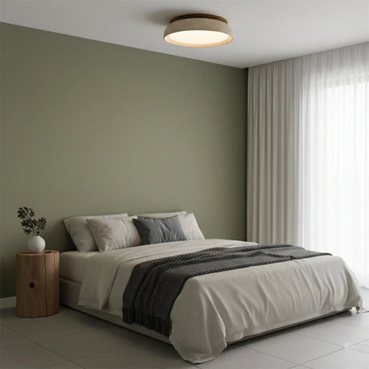 Flush Mount LED Light Fixture Stone Wood Acrylic Warm Glow for Bedroom Living Room Hallway Low Profile Modern Minimalist Scandinavian Japand