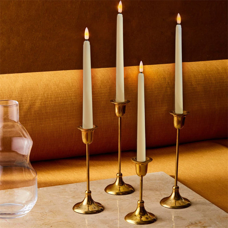 Battery-Powered Flameless Taper Candle with Remote Control & Timer 10.8 Inches White for Dining Room Chandeliers Wedding Centerpieces Mantel