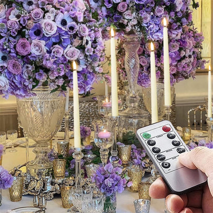 Battery-Powered Flameless Taper Candle with Remote Control & Timer 10.8 Inches White for Dining Room Chandeliers Wedding Centerpieces Mantel