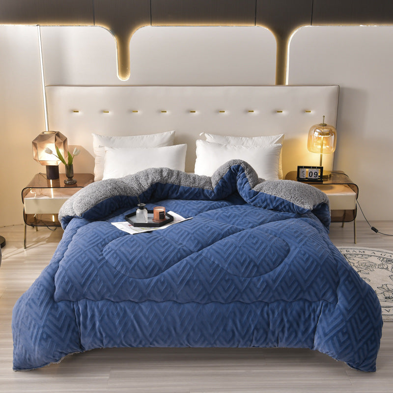 Sherpa Fleece Throw Blanket Quilted Winter Bedspread Soft Plush Heavyweight Comforter for Bed Couch Sofa Twin Full Queen King