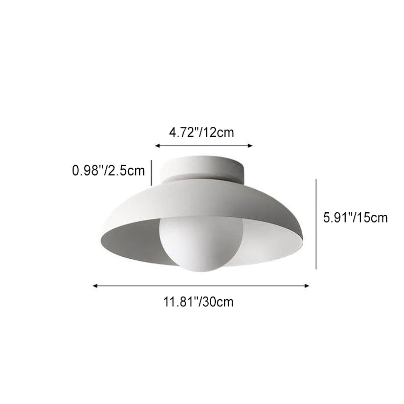 Single-Bulb Ceiling Light with Iron Frame and Glass Shade for Bedroom, Hallway, or Entryway