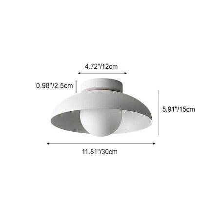 Single-Bulb Ceiling Light with Iron Frame and Glass Shade for Bedroom, Hallway, or Entryway