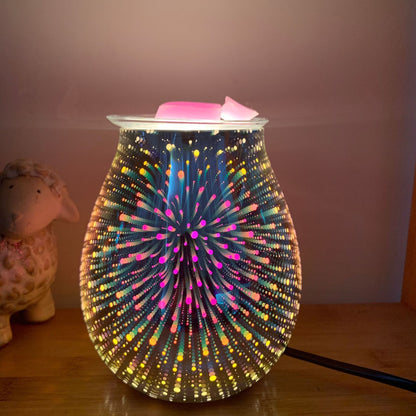 Ultrasonic Aroma Diffuser with 3D Firework Glass Design & LED Nightlight for Bedroom, Office, Nursery
