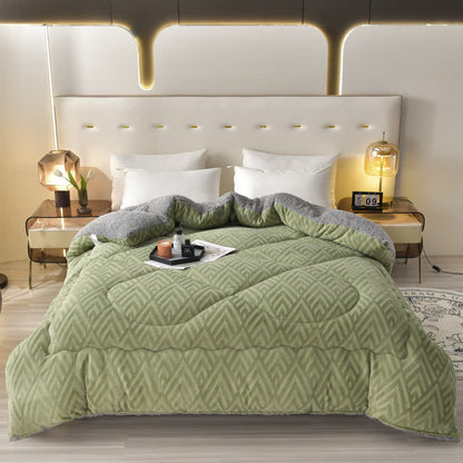 Sherpa Fleece Throw Blanket Quilted Winter Bedspread Soft Plush Heavyweight Comforter for Bed Couch Sofa Twin Full Queen King