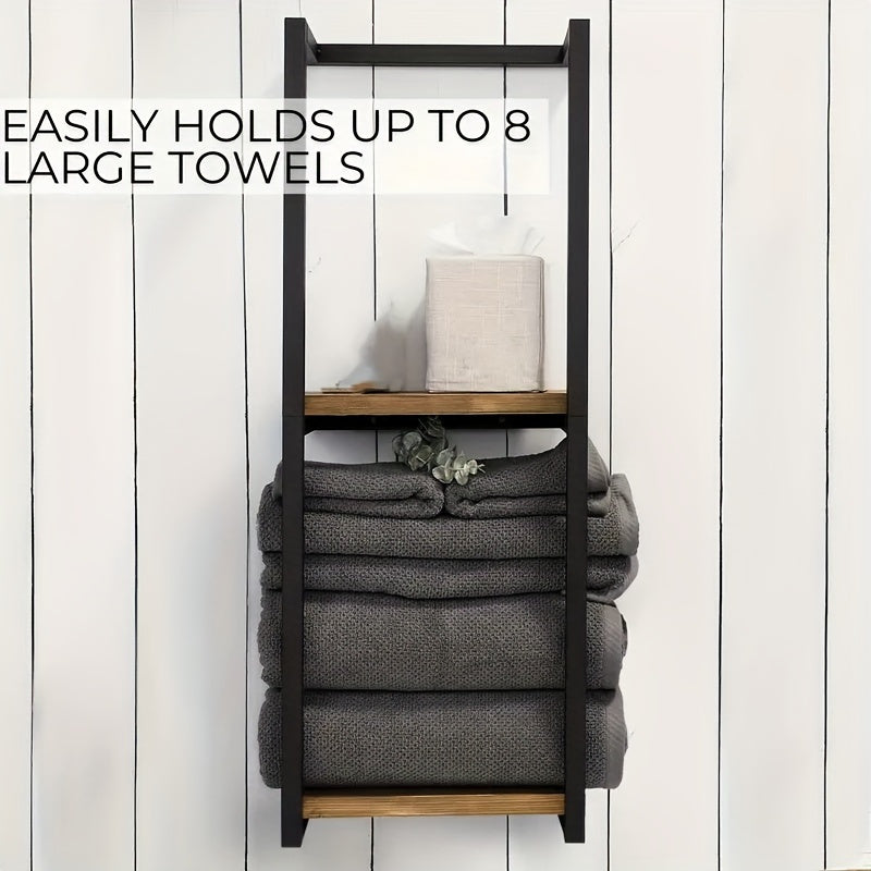 Wall-Mounted Dual-Tier Towel Rack Stainless Steel Storage Holder for Bathroom Bedroom Kitchen Organization