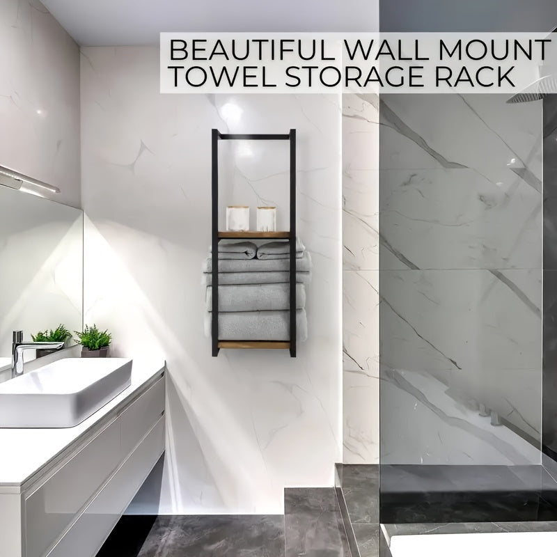 Wall-Mounted Dual-Tier Towel Rack Stainless Steel Storage Holder for Bathroom Bedroom Kitchen Organization