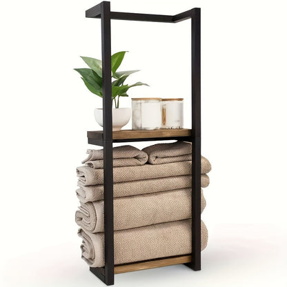 Wall-Mounted Dual-Tier Towel Rack Stainless Steel Storage Holder for Bathroom Bedroom Kitchen Organization