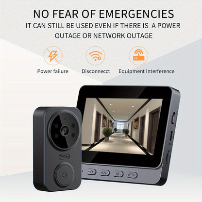 HD Camera Wireless Doorbell with 4.3 Inch Indoor Display