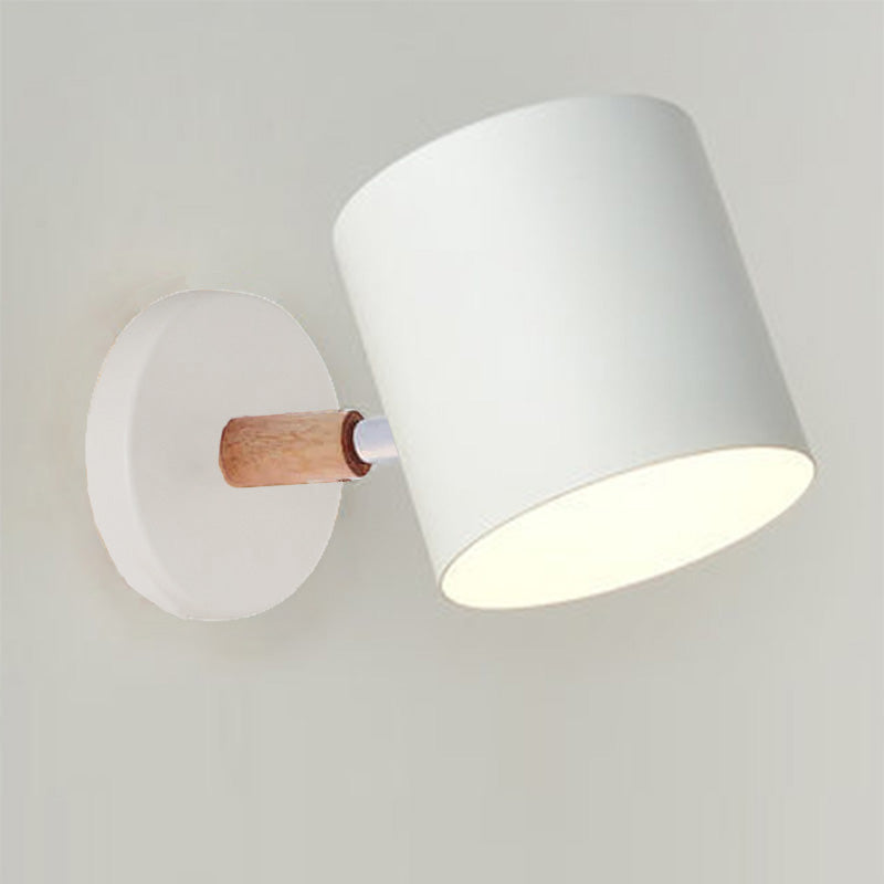 Swivel Arm Sconce Lamp E27 Socket 5 in Metal & Wood Pink Bedside Light for Bedroom Reading Nook Task Lighting Modern Minimalist Hallway