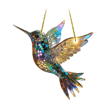 Acrylic Hummingbird Window Suncatcher Panel – Hanging Stained Glass Garden Ornament for Windows, Porch, Yard Decoration – Bird Lover Gift