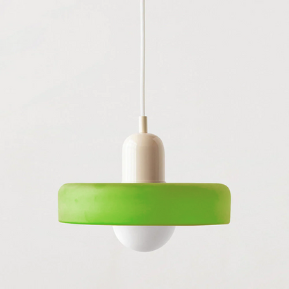 Colored Glass Pendant Light with Adjustable Cord for Dining Room & Living Room – Mid-Century Modern Geometric Hanging Fixture