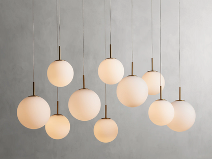 Modern Hanging Linear Chandelier with Hand-Blown Glass Globes & LED Lights for Dining Room & Kitchen Island