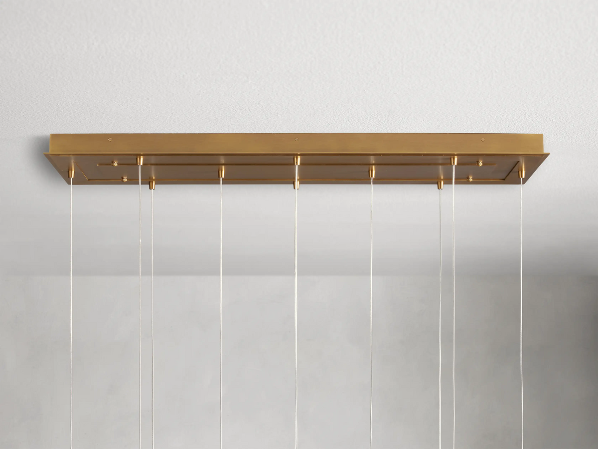 Modern Hanging Linear Chandelier with Hand-Blown Glass Globes & LED Lights for Dining Room & Kitchen Island