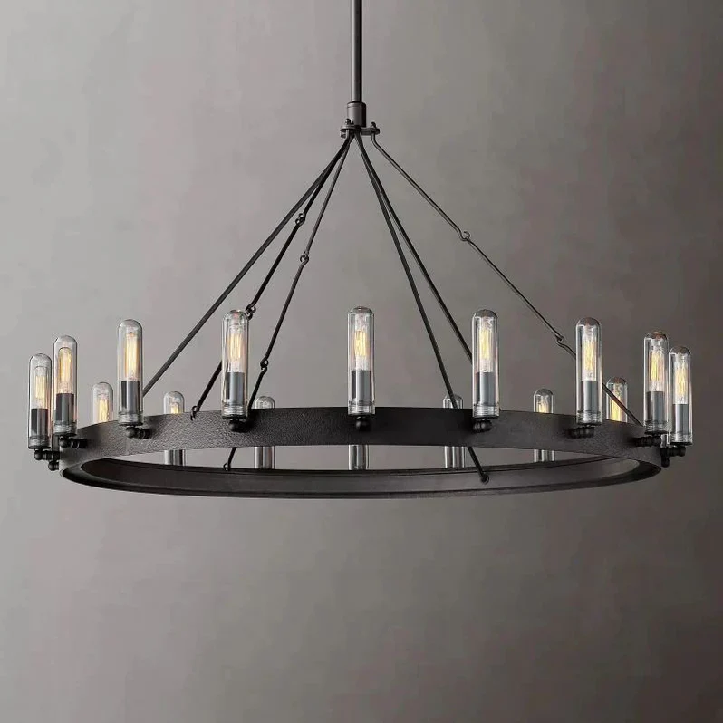 Spherical Industrial Chandelier with Edison-Style Bulbs for Dining Room, Restaurant & Large Living Spaces