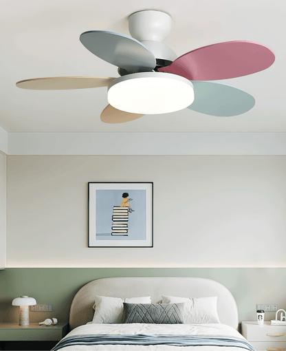 Indoor Ceiling Fan with LED Light 35 in Wood Blade Curved Design 6-Speed Remote Control DC Motor for Living Room Bedroom Dining Room Grey Gr