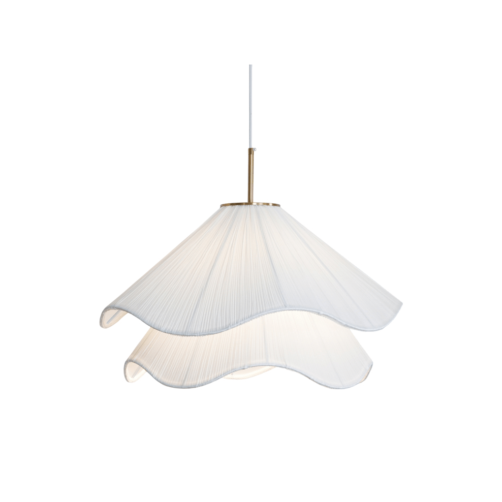 Layered Flower Petal Hanging Light Fixture White and Gold 24-Inch Diameter Adjustable Drop for Dining Room Kitchen Bedroom Above Table or Is