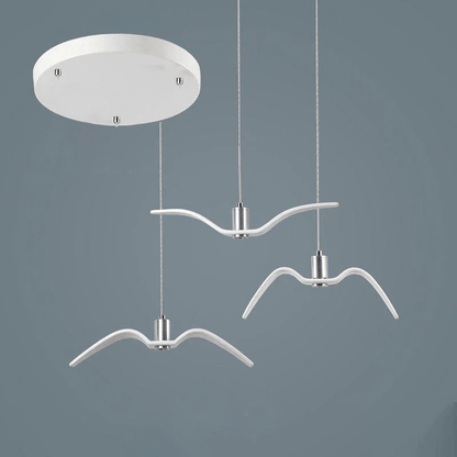 Sculptural Bird Ceiling Fixture with Adjustable Height LED Hardwired Suspension for Kitchen Islands Dining Tables Living Spaces in White or
