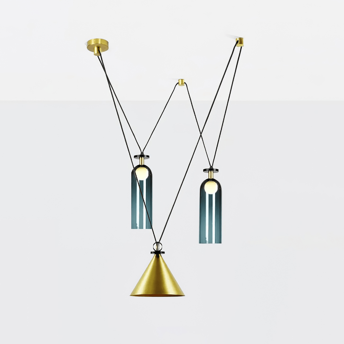 Modular Sculptural Ceiling Light with Adjustable Sections & Custom Finish Options for Dining Room Kitchen Living Room