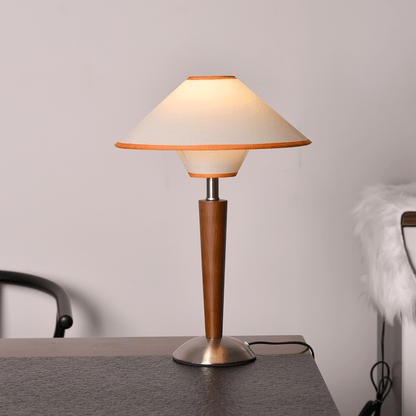 Fabric Shade Table Lamp 17 in for Nightstand & Side Table - Wood Base with E26 Socket for Bedroom Living Room Office Desk Reading Light Mini