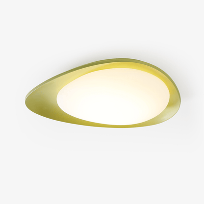 Oval Flush Mount LED Ceiling Light 18 in Green Resin for Living Room Bedroom Hallway Ambient Lighting Modern Home Decor