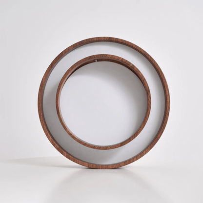 Flush Mount LED Fixture Walnut Grain Finish for Bedroom Living Room Dining Area Low Profile Overhead Lighting Scandinavian Modern Contempora