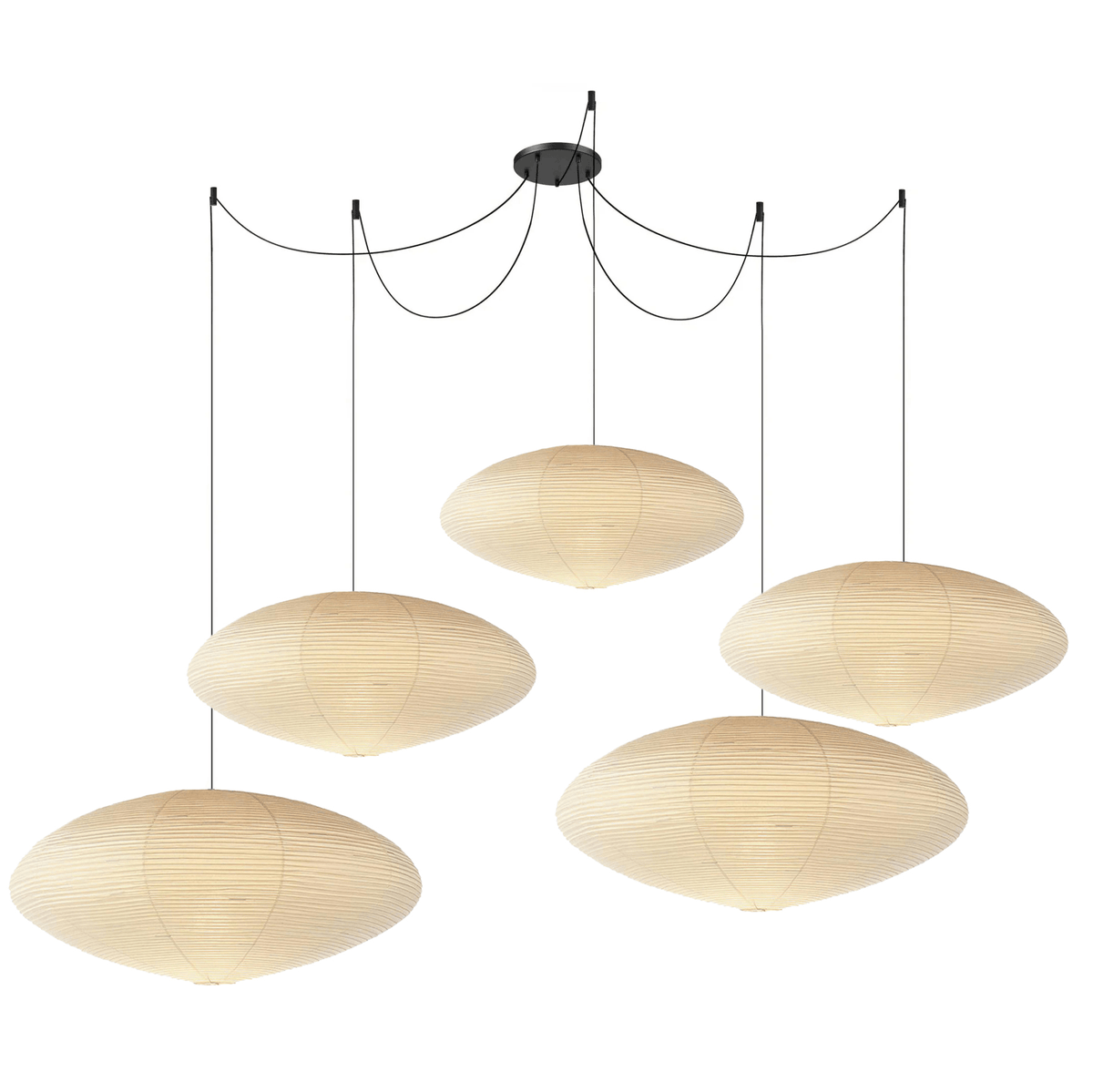 Handmade Rice Paper Sphere Pendant Lamp for Dining Room & Bedroom | Sculptural Ceiling Fixture with Adjustable Cord | E26 Edison Bulb Compat