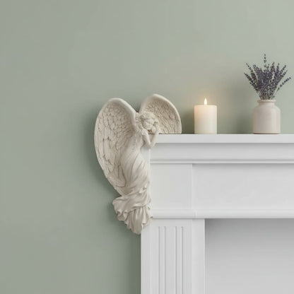 Orlen Door Frame Sculpture - Resin Angel Wings, Compact Design