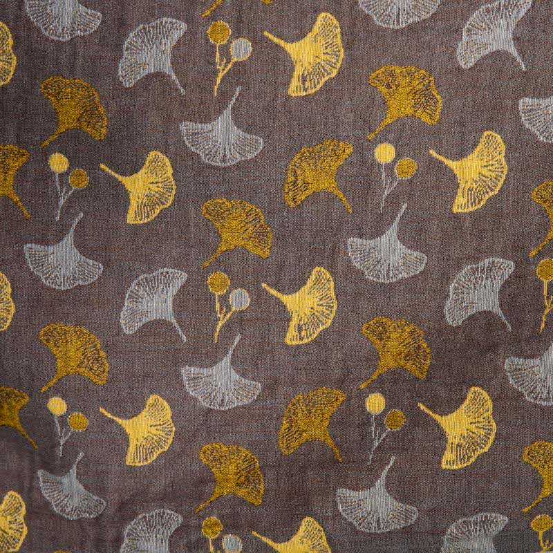 Lightweight Cotton Gauze Kimono Robe for Women & Men – Japanese Style Loungewear with Ginkgo Leaf Print & Adjustable Tie – Breathable