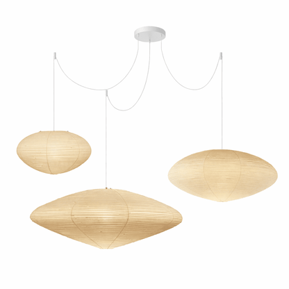 Handmade Rice Paper Sphere Pendant Lamp for Dining Room & Bedroom | Sculptural Ceiling Fixture with Adjustable Cord | E26 Edison Bulb Compat